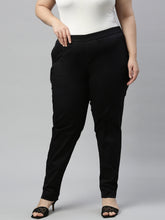 Load image into Gallery viewer, Go Colors Black Cotton Stretch Pants
