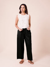 Load image into Gallery viewer, Go Colors Black Cotton Wide Leg Pants
