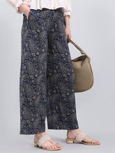 Load image into Gallery viewer, Go Colors Navy Viscose Printed Palazzo
