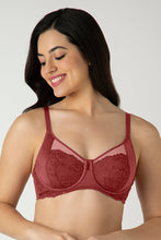 Load image into Gallery viewer, Amante Glam Floral Non-Padded Wired Minimizer Bra - Cowhide 05201
