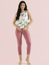 Load image into Gallery viewer, Go Colors Mauve Cotton Stretch Cropped Leggings
