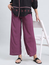 Load image into Gallery viewer, Go Colors Purple Woven Viscose Printed Palazzo
