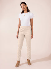 Load image into Gallery viewer, Go Colors Light Beige Linen Pencil Pant
