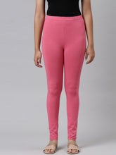 Load image into Gallery viewer, Go Colors Young Pink Cotton Stretch  Ankle Length Leggings
