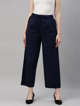 Load image into Gallery viewer, Go Colors Light Navy Cotton Wide Leg Pants
