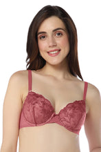 Load image into Gallery viewer, Amante Sheer Luxe Padded Wired Demi Bra - Autumn Rose &amp; Dusty Rose 101801
