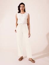 Load image into Gallery viewer, Go Colors Ecru Woven Viscose Casual Pants
