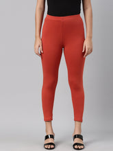 Load image into Gallery viewer, Go Colors Rust Cotton Stretch Cropped Leggings
