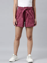 Load image into Gallery viewer, Go Colors Plum Linen Viscose Blend Shorts
