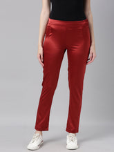Load image into Gallery viewer, Go Colors Maroon Polyester Shiny Pants
