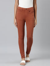 Load image into Gallery viewer, Go Colors Reddish Brown Cotton Polyester Super Stretch Jeggings
