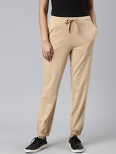Load image into Gallery viewer, Go Colors Beige Cotton Stretch Casual Joggers
