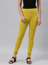 Load image into Gallery viewer, Go Colors Parrot Green Cotton Stretch Churidar
