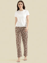 Load image into Gallery viewer, Go Colors Brown Cotton Knit Printed Lounge Pants
