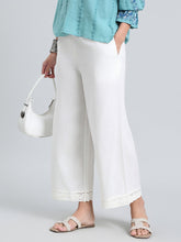 Load image into Gallery viewer, Go Colors Cream Linen Lace Palazzo
