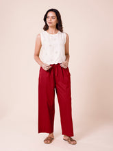 Load image into Gallery viewer, Go Colors Light Maroon Cotton Wide Leg Pants
