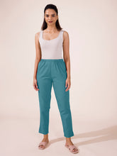 Load image into Gallery viewer, Go Colors Dusty Blue Cotton Pencil Pant
