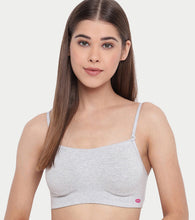 Load image into Gallery viewer, Enamor Moulded Double Layer Front Women's Cotton Cami Bra - Detachable Slim Straps with Back Keyhole, Non Padded, Wirefree, High Coverage - A022 (Greymelange)
