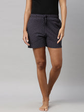 Load image into Gallery viewer, Go Colors Black Cotton Knit Printed Lounge Shorts
