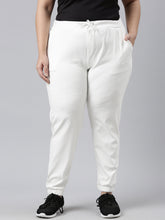 Load image into Gallery viewer, Go Colors White Cotton Poly Stretch Cuffed Joggers
