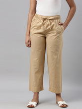 Load image into Gallery viewer, Go Colors Beige Cotton Wide Leg Pants
