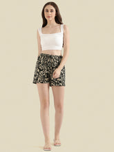 Load image into Gallery viewer, Go Colors Black Cotton Knit Printed Lounge Shorts
