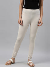 Load image into Gallery viewer, Go Colors Grey Mist Cotton Stretch Churidar
