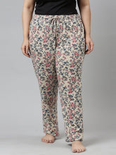 Load image into Gallery viewer, Go Colors Beige Cotton Knit Printed Lounge Pants
