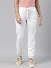 Load image into Gallery viewer, Go Colors White Cotton Poly Stretch Cuffed Joggers
