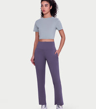 Load image into Gallery viewer, Enamor Fav Flare Pants – Butter-soft dry-fit, high-rise support &amp; sleek flared style -A407 (Excalibur)
