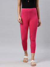 Load image into Gallery viewer, Go Colors Young Fuchsia Cotton Stretch Cropped Leggings
