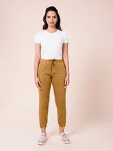 Load image into Gallery viewer, Go Colors Mustard Cotton Poly Stretch Cuffed Joggers
