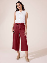 Load image into Gallery viewer, Go Colors Bright Maroon Linen Blend Culottes
