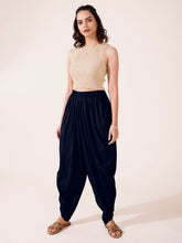 Load image into Gallery viewer, Go Colors Navy Woven Viscose Harem Dhoti Pant
