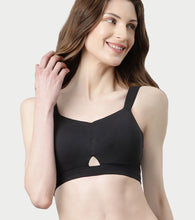 Load image into Gallery viewer, Enamor Innovations Cloudsoft Invisi Bonded Neck Women's Everyday Cotton Minimizer Bra -  Padded, Wirefree, Full Coverage - A064 (Available in Plus Sizes) (Black)
