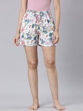 Load image into Gallery viewer, Go Colors White Woven Viscose Printed Lounge Shorts
