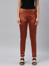 Load image into Gallery viewer, Go Colors Rust Polyester Shiny Pants
