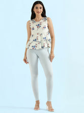 Load image into Gallery viewer, Go Colors Pastel Blue Cotton Stretch Ankle Length Leggings
