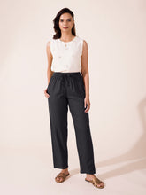 Load image into Gallery viewer, Go Colors Silver Grey Woven Viscose Casual Pants
