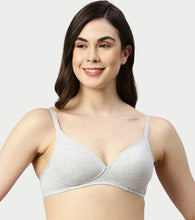 Load image into Gallery viewer, Enamor Supima Cotton Women's Plunge Lift Everyday T-Shirt Bra - Extra Comfort, Padded, Wirefree, Medium Coverage - A039 (Greymelange)
