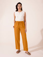 Load image into Gallery viewer, Go Colors Light Mustard Woven Viscose Casual Pants
