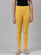 Load image into Gallery viewer, Go Colors Golden Yellow Cotton Stretch  Ankle Length Leggings
