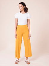 Load image into Gallery viewer, Go Colors Golden Yellow Drop Needle Fabric Rib Palazzo
