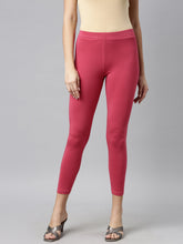 Load image into Gallery viewer, Go Colors Rusty Rose Cotton Stretch Cropped Leggings
