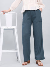 Load image into Gallery viewer, Go Colors Dark Teal Linen Cargo Pants
