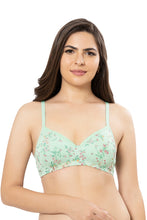 Load image into Gallery viewer, Amante Cotton Casuals Padded Non-Wired Printed T-Shirt Bra - Cotton Ditsy Print 10202
