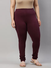 Load image into Gallery viewer, Go Colors Dark Purple Cotton Stretch Churidar
