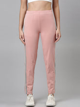 Load image into Gallery viewer, Go Colors Baby Pink Cotton Stretch Side Stripes Track Pant

