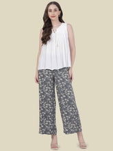 Load image into Gallery viewer, Go Colors Grey Woven Viscose Printed Palazzo
