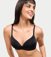 Load image into Gallery viewer, Enamor Innovations Invisibra, Ultra smooth, Flexi Wire Lift, Bonded, Women's T-Shirt Bra - Seamless, No-Pinch, Padded, Wirefree, Medium Coverage - F084 (Black)
